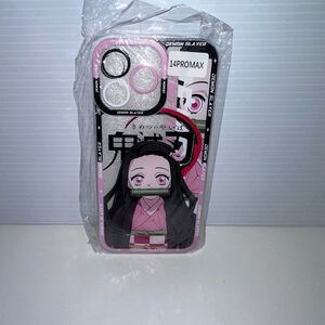Demon Slayer Nezuko iPhone 14 Pro Max Case Pink Black NEW NWT with keychain
